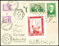 France n°163 en paire + n°343 obl hex "Congrès philatéliques ...