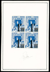 1F sur 65c bleu, projet de surcharge fait localement (la surcharge ...