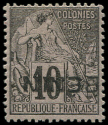 N°5a 10c. noir sur lilas, T IV, surch. RENVERSEE, neuf *, très bon ...