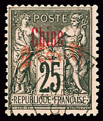 N°19 2c sur 25c noir sur rose, obl., TB. Signé A.Brun