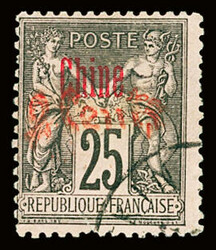 N°19 2c. sur 25c. noir sur rose, obl, TB. Signé Brun