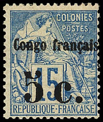 N°2 5c sur 15c bleu, neuf *, TB