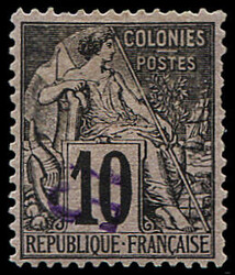 N°3a 15 s. 10c noir s. lilas, surch. RENVERSEE, neuf *, 1 d.c. sinon ...