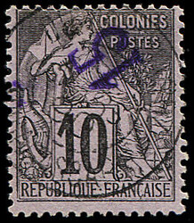 N°3a 15 sur 10c noir s. lilas, surcharge RENVERSEE, oblitéré, TB