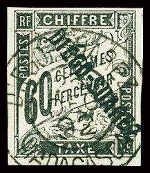 TAXE n°12 60c.noir, oblitéré, TB. Signé
