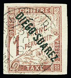 TAXE n°13 1f. marron, oblitéré, TB