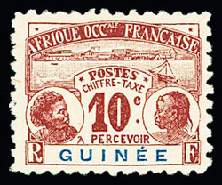 TAXE N°9a 10c. brun-rouge, variété dentelé 11, neuf **, TB