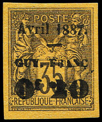 N°4b 0f20 sur 35c. violet sur orange, DOUBLE surch., nsg, TB