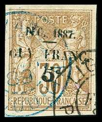 N°7 5c s. 30c brun, obl., TB. Signé A.Brun