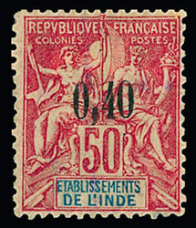 N°23 0,40 sur 50c rose, neuf *, TB, R (tirage 1 500 ex.). Signé A ...