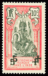 N°45Da 10c rose et noir, variété double surcharge, neuf **, TB