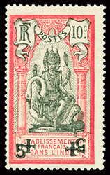 N°45Dd 10c rose et noir, variété double surcharge dont une ...