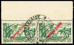 N°152ba 12 ca vert, double surcharge tenant à normal, obl., TB. ...