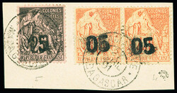 N°4 PAIRE et 5 obl. TAMATAVE s. fragt, TB