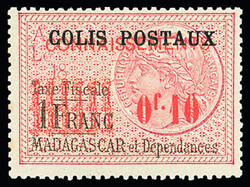 COLIS POSTAUX N°2 10c. rose et noir, neuf **, TB. Signé Calves