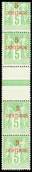 N°2Aa 5centimos sur 5c vert jaune type I x2 se tenant à Type II x2 ...