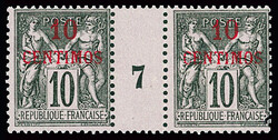 MILLESIME N°3 10c. sur 10 noir sur lilas foncé (II), en paire ...