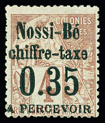 TAXE n°4 0,35 sur 4c.lilas-brun sur gris, neuf *, TB. Signé Calves