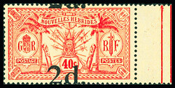 N°69a 2d. sur 40c., variété surcharge déplacée verticalement et ...