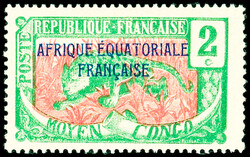 N°44a 2c vert et rose, SANS la surcharge OUBANGUI-CHARI, neuf *, TB