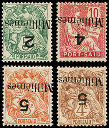 N°36a/39a tous surch. RENVERSEE, neuf *, N°36a (*), TB