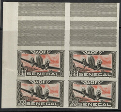 POSTE AERIENNE N°30essai non dentelé noir et orange bloc de 4, cdf, ...