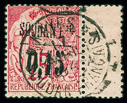 N°1 0,75 sur 75c. rose, avec interpanneau, obl, TB. Signé