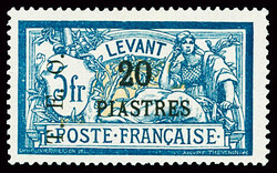 N°20 20 pi sur 5f bleu et chamois, neuf *, TB, R (tirage 1 500ex.). ...