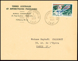 TAAF n°1 obl CAD "Archipel Kerguelen TAAF" (3 nov 1955) sur lettre ...