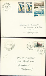TAAF n°3, 2 pièces + 4 + 5 obl CAD "Archipel Kerguelen TAAF" (30.4 ...
