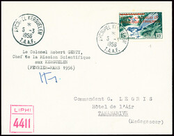 TAAF n°1 obl CAD "Archipoel Kerguelen TAAF" (5.3.1956) sur lettre ...