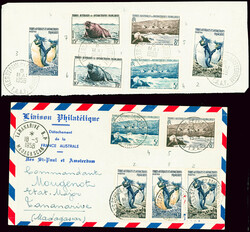 3 lettres et 1 fragment AFF de la série des TAAF n°2 à 7 dont ...