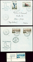 2 lettres AFF TAAF n°5, 2 pièces et TAAF n°2 + 7 obl CAD "Iles St ...