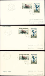 3 lettres Empire philatélique AFF TAAF n°2 + 7 obl CAD "Archipel ...