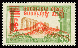 POSTE AERIENNE n°1d 30 c. sur 35 c. vert-olive et brun, variété ...