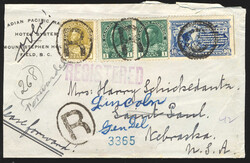 1913 (August 29), British Columbia to Nebraska, registered cover with ...