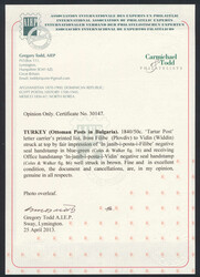 Ottoman Posts in Bulgaria, 1840 "TARTAR POST" letter carrier list, ...