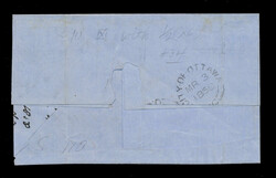1858 (March 1), ½d deep rose horizontal strip of six on folded cover ...