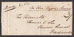 1846 (July 22), Richibucto to Fredericton, stampless money letter, ...