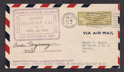 Sergievsky, Boris, 1934 (April 26), World Altitude Record signed ...