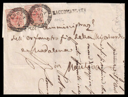 1850 (April 20), registered cover from Asola to Mantova, franked on ...