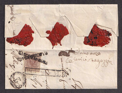 1850 (April 20), registered cover from Asola to Mantova, franked on ...