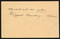 1918 (March 30), first flight Lemberg–Vienna, uprated postal ...
