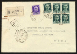 1945 (January 1), Ministry of War, registered Avis de Reception cover ...