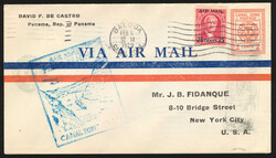 Canal Zone, 1929 (February 6), uprated 2c Air Mail cover to New York, ...