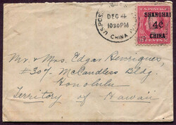 1920 (December 4), U.S. Postal Agency Shanghai, China to Hawaii, ...