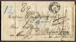 1858 (August 20), Götheborg to Philadelphia, transatlantic stampless ...