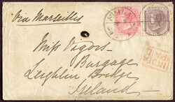 1870 (June 3), cover from Simla to Leighlinbridge, Ireland via ...