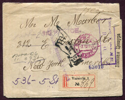 1914–18 (December 2), 10k pair on censored registered cover from ...