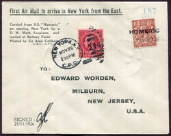 1926 (November 25), Sir Alan Cobham, signed “S.S. Homeric” ...
